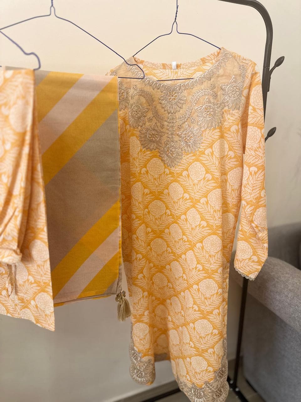 Golden Haze 3Pc embroidered suit