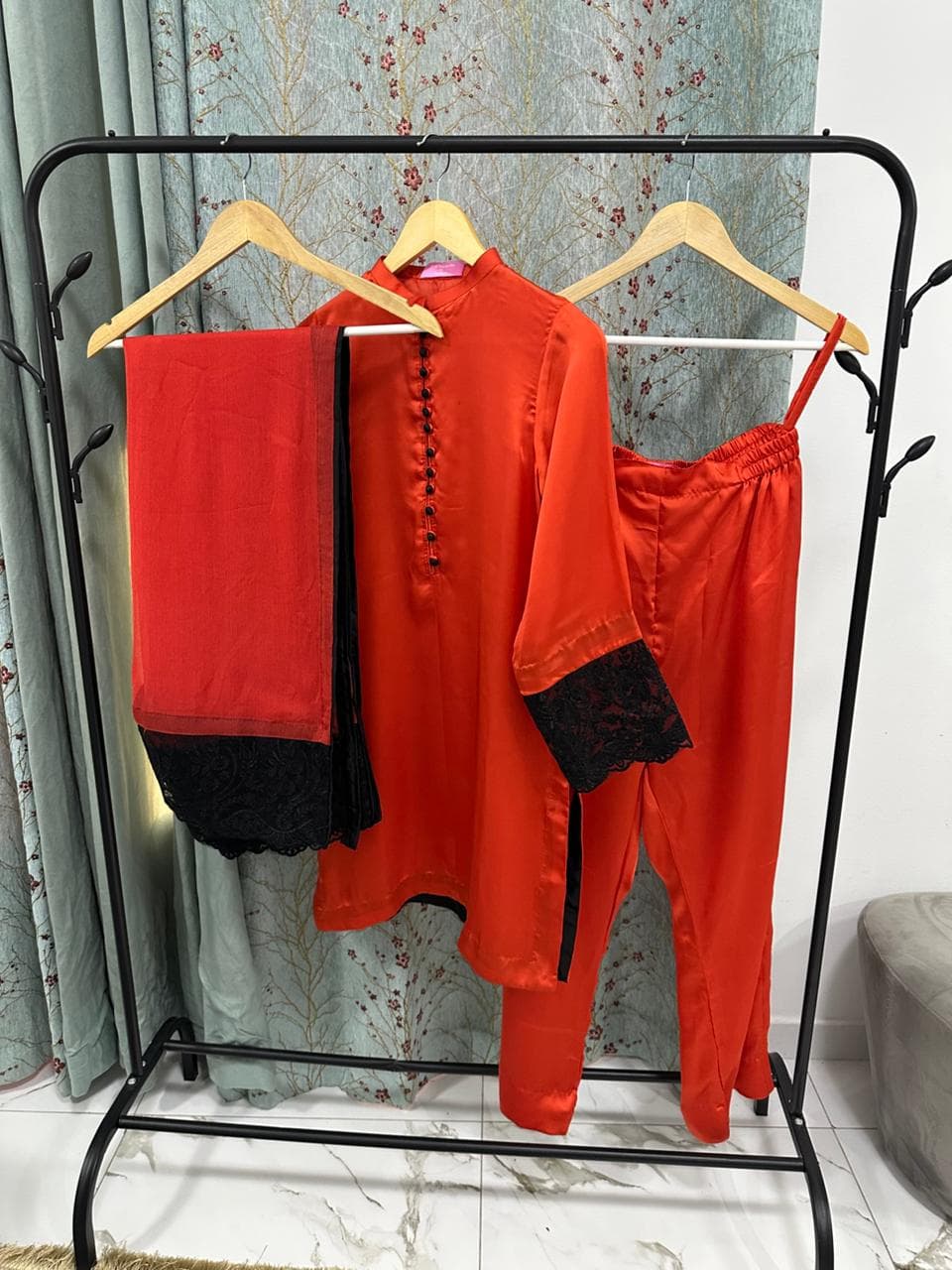 Burnt orange Silk 3pc suit